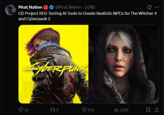 巫师4赛博朋克2用AI做NPC！角色更真实，团队已超900人